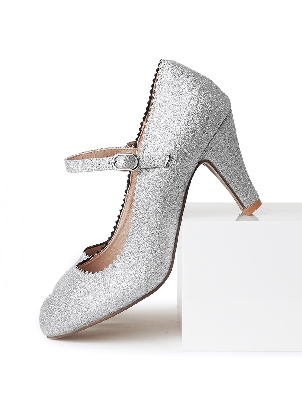 Silver Glitter Mary Jane Heels